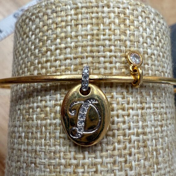 Nadri Jewelry - Nandri Gold-Tone Initial "D" Charm Bracelet With Rhinestone Accents & Adjustable